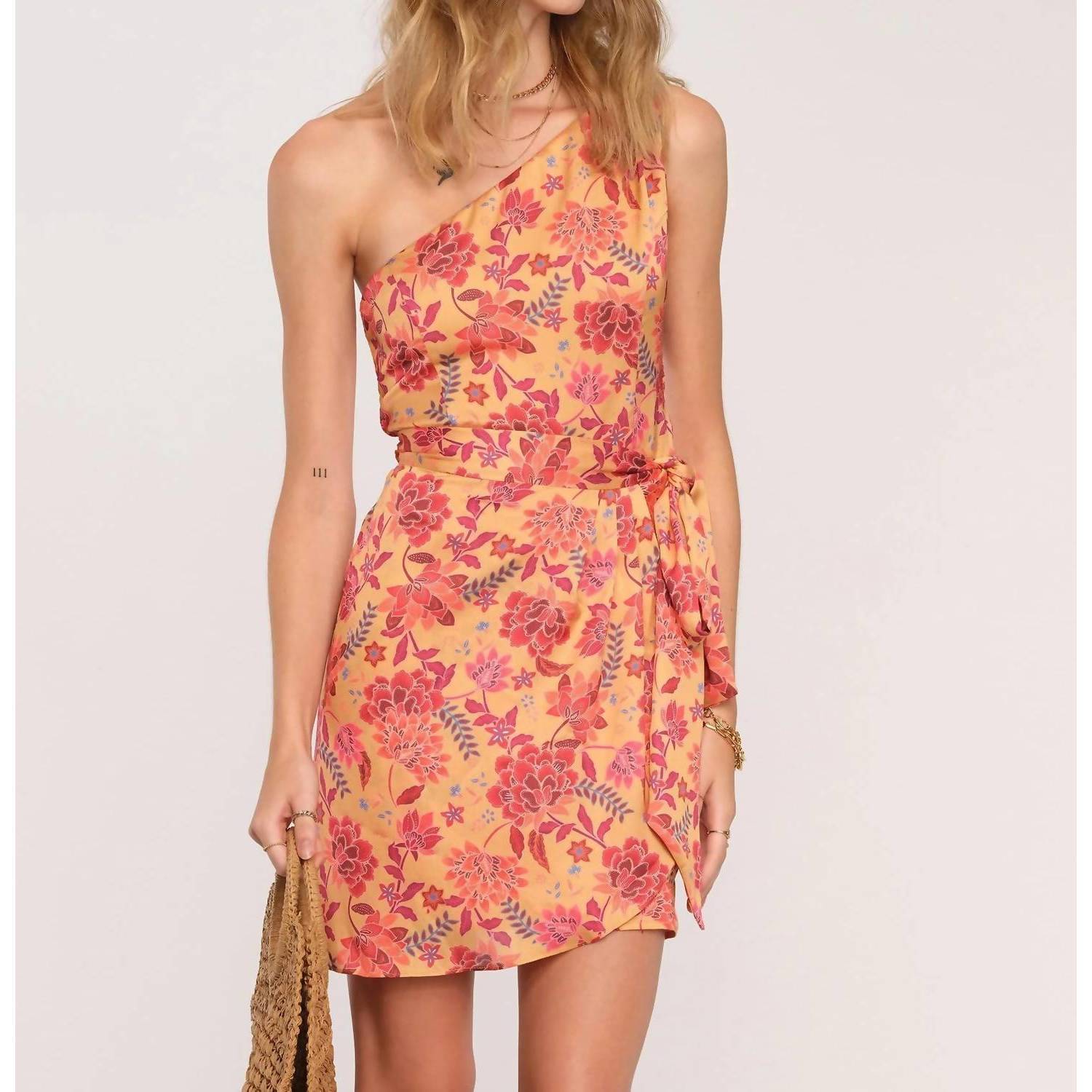 New Heartloom Willow Dress In Gold/Coral
